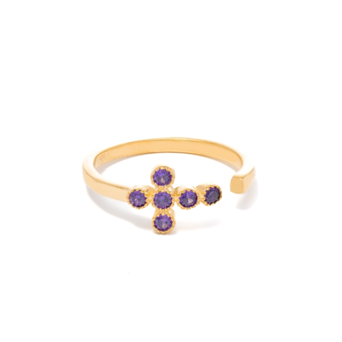  Gold plated silver ring with synthetic amethyst 925 (AGI363/A-VI)