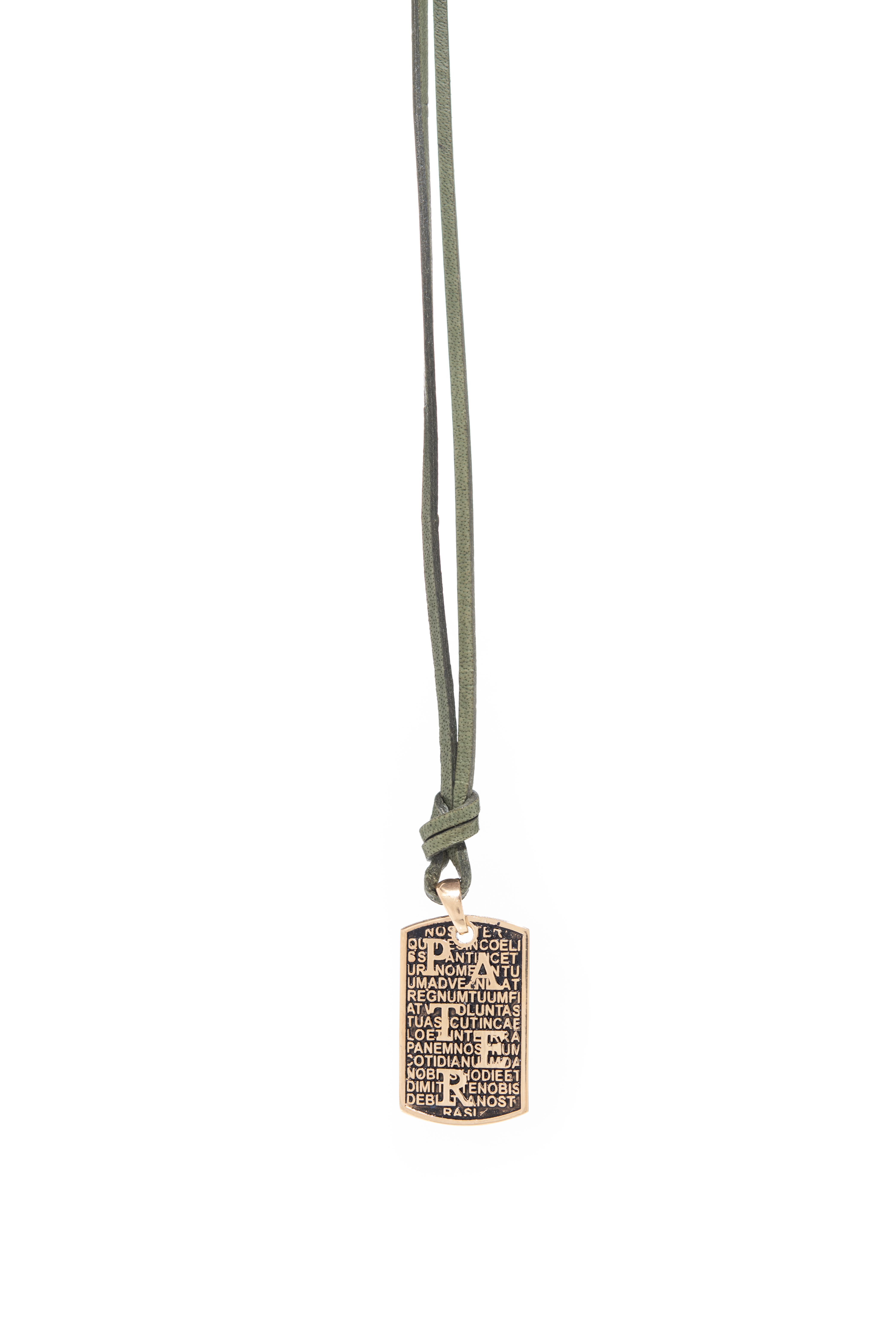 Collana PATER in argento 925° placcato oro con cordone verde (AGI328-C VE)