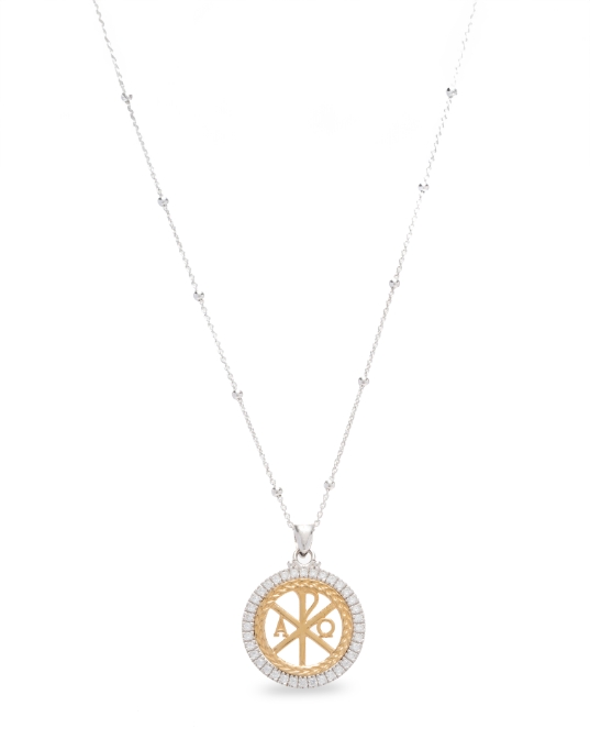 Platinum plated silver Necklace ICONA with gold elements.(AGI341/C-O)
