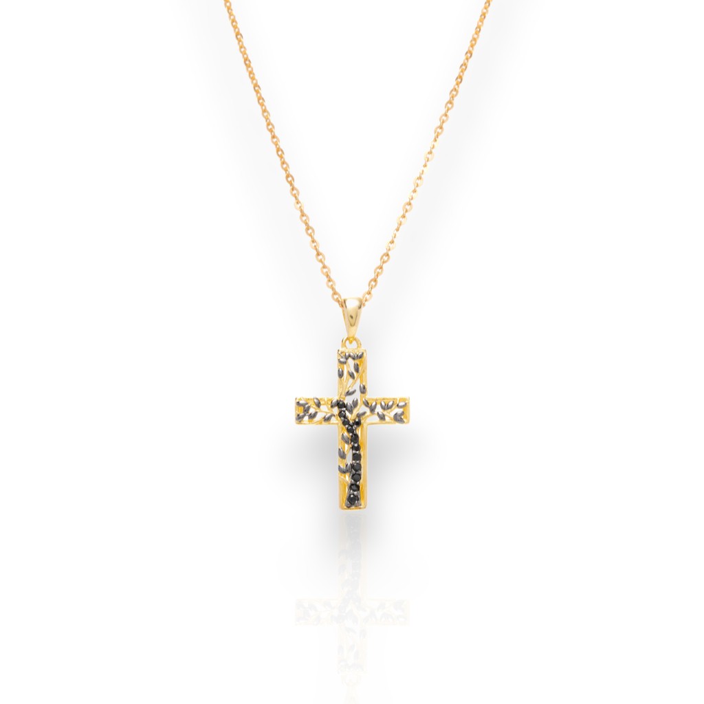 Collana Icona CRUCIS LUMINIS - Pietre Nere (code AGI360/C-Ο)