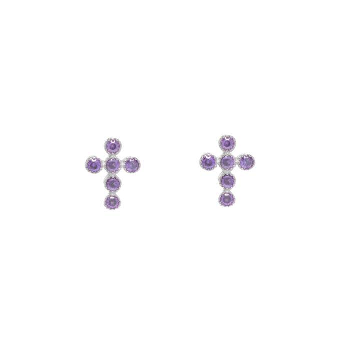 Platinum plated silver 925º cross earrings (AGI364/O-VI)