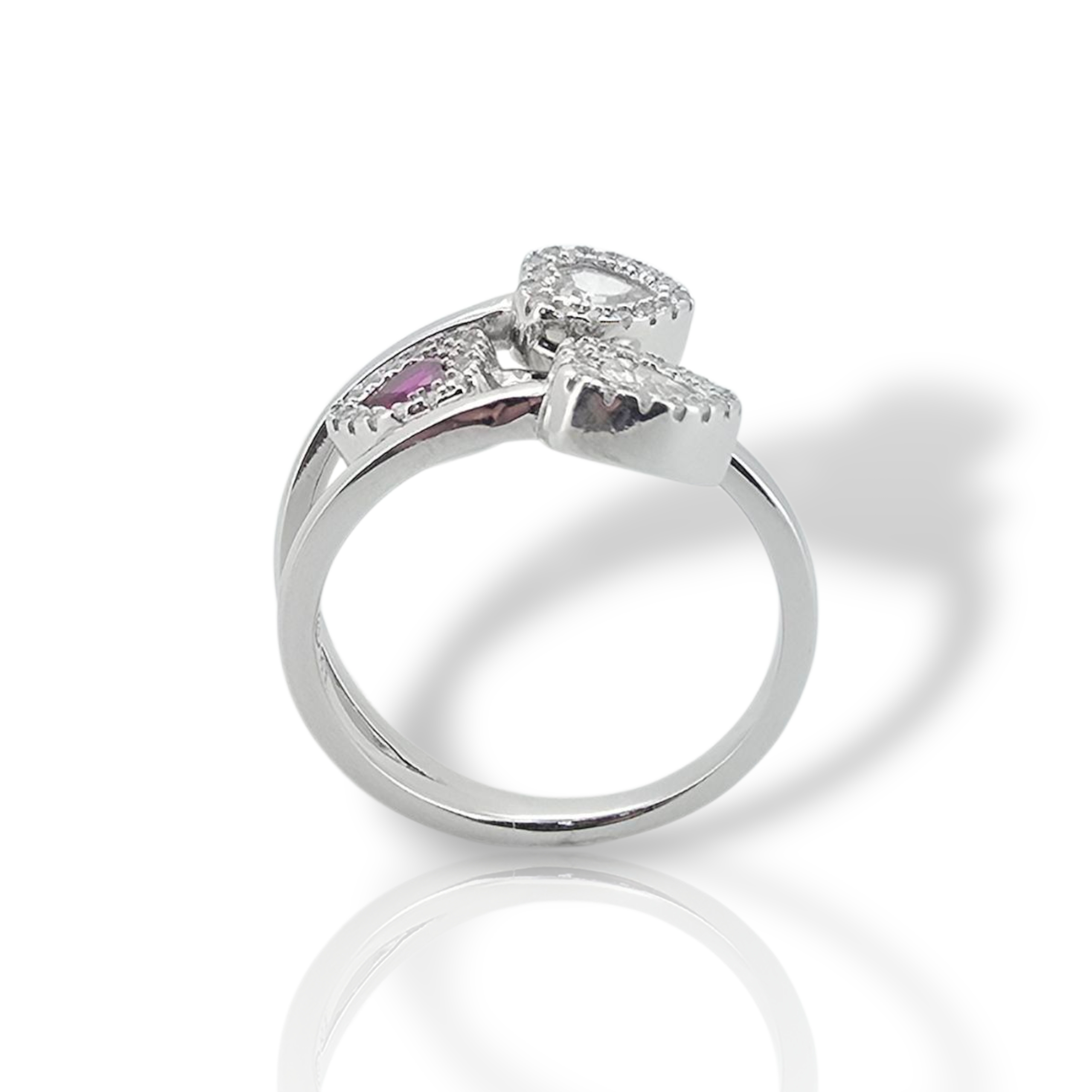 Ασημένιο δαχτυλίδι με τρεις καρδιές 925° (code FCM002808)