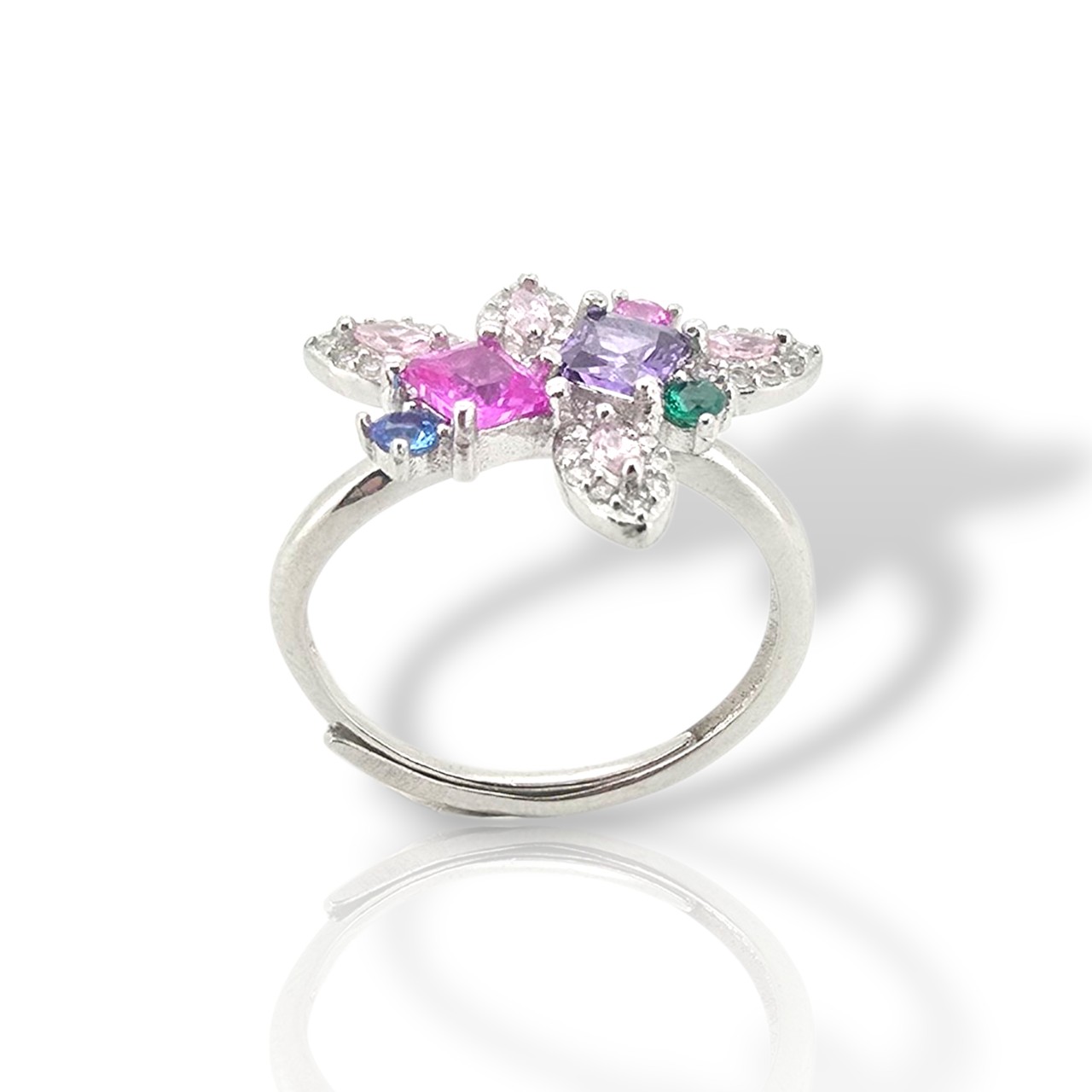 Δαχτυλίδι απο ασήμι 925° με πολύχρωμες συνθετικές πέτρες (code FCΜ002814)