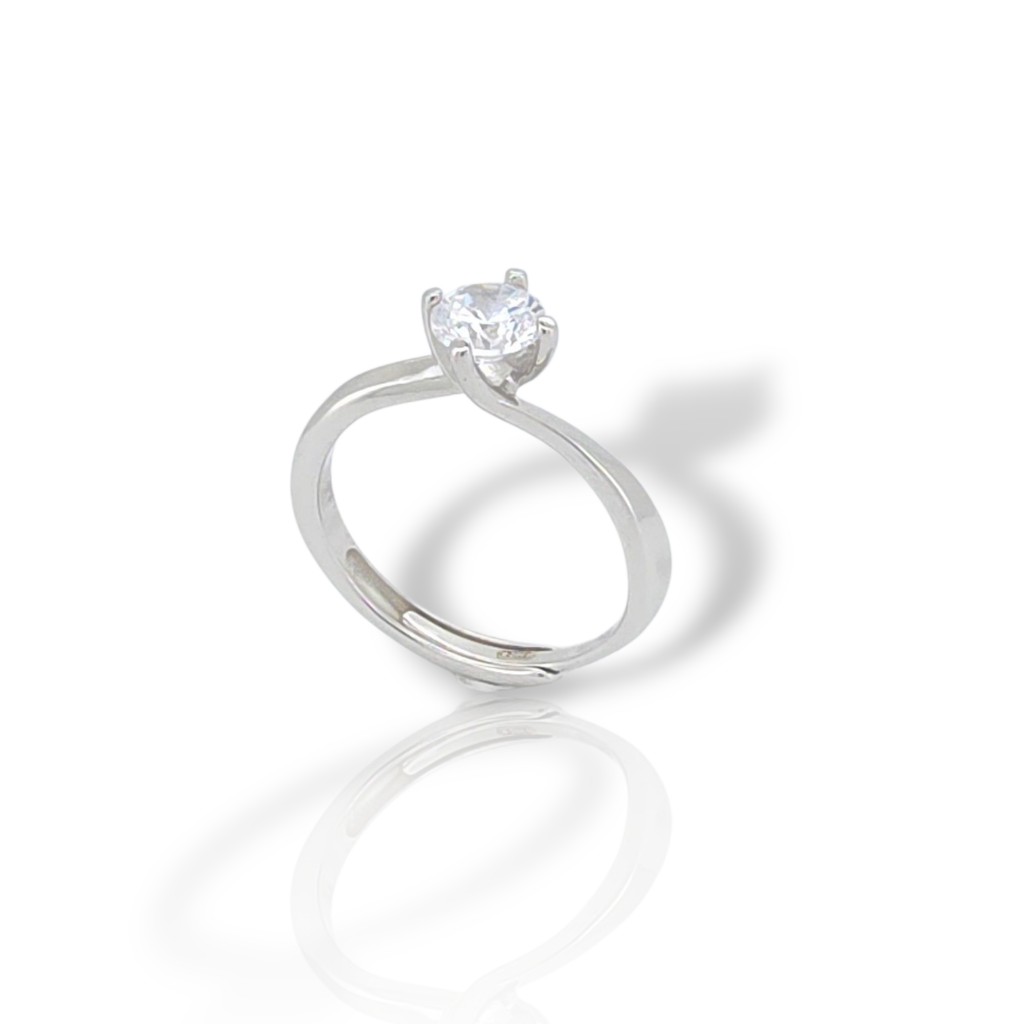 Anello solitario con zirconia cubica 925° rodiato (code FC004863)