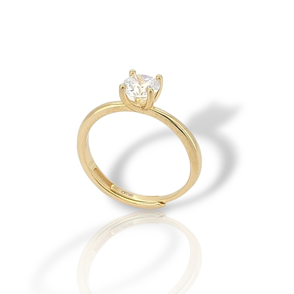 Gold plated silver single stone ring 925° (code FC007370)