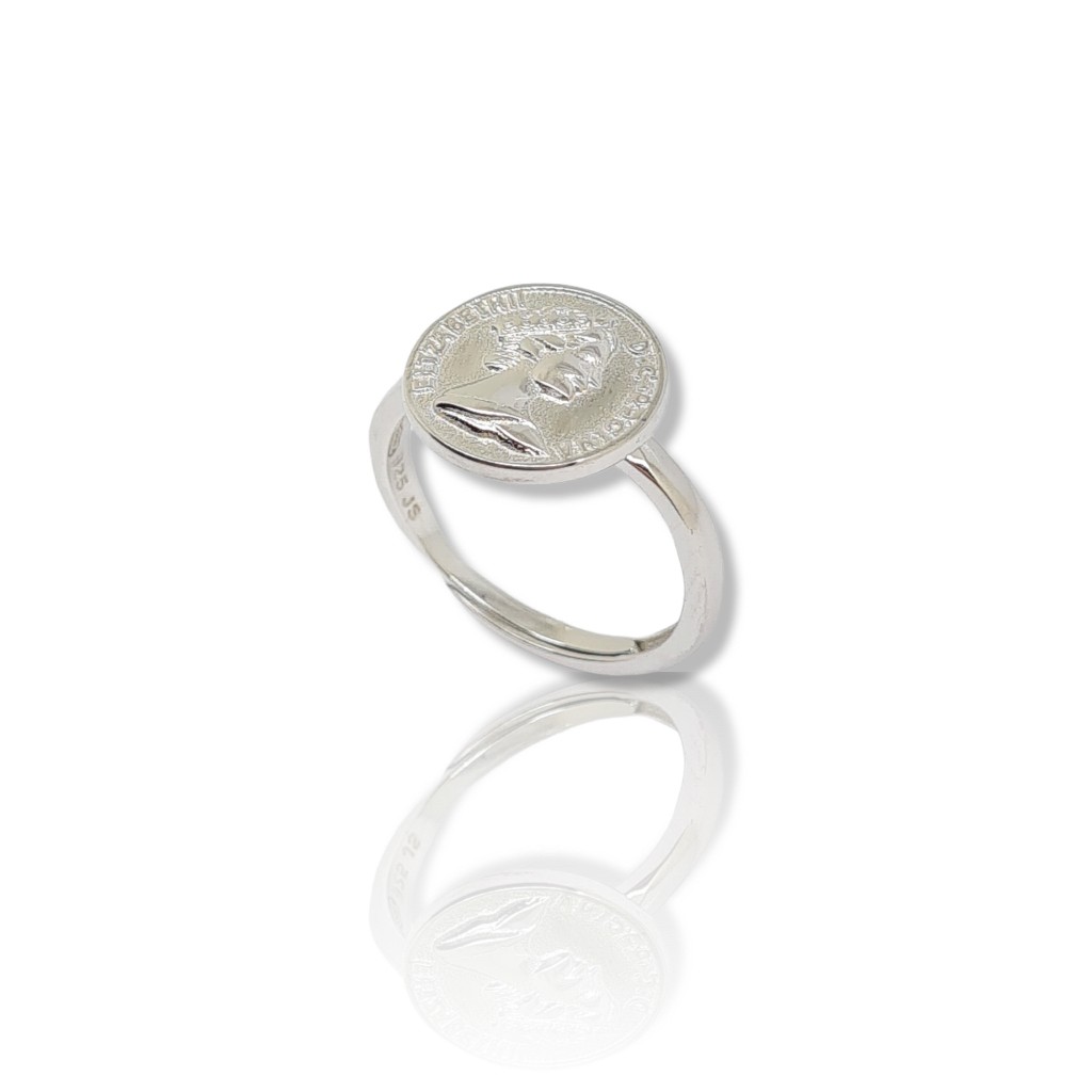 Anello ELISABETTA II in argento 925° rodiato (code FC001792)