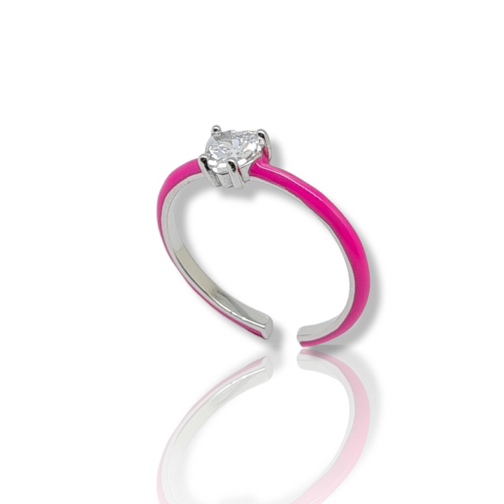 Anello in argento 925° rodiato e smalto rosa  (code FC002666)
