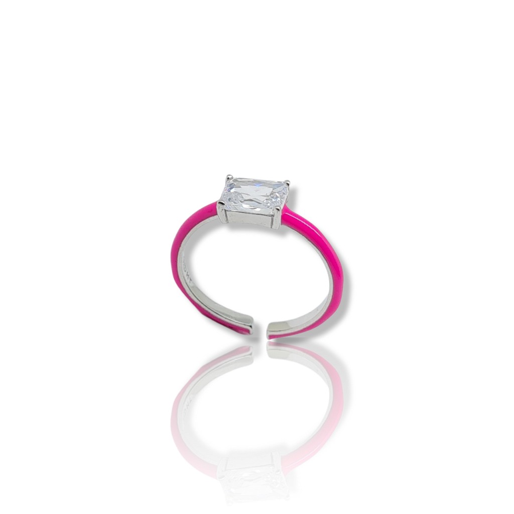 Anello in argento 925° rodiato e smalto rosa (code FC002663)
