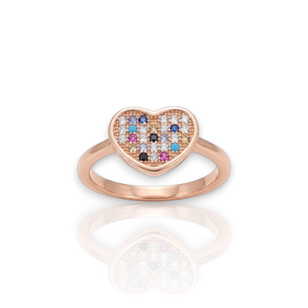 Gold plated silver  925° heart ring (code FC001120)