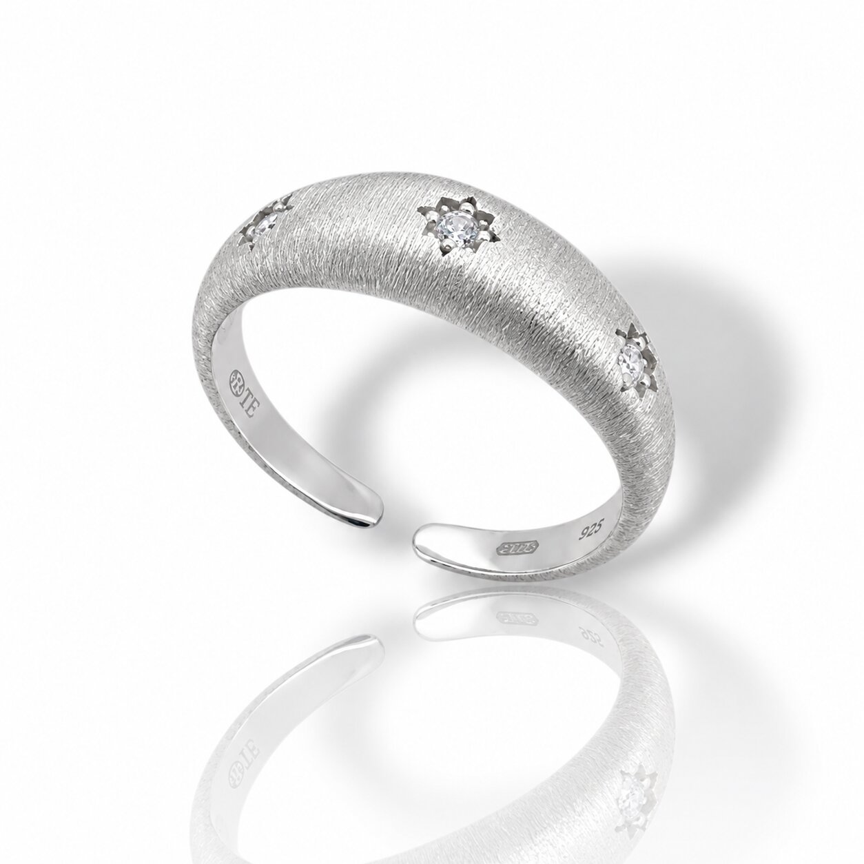 Anello in Argento Placcato Platino Effetto Opaco con Zirconι (code FC007806)