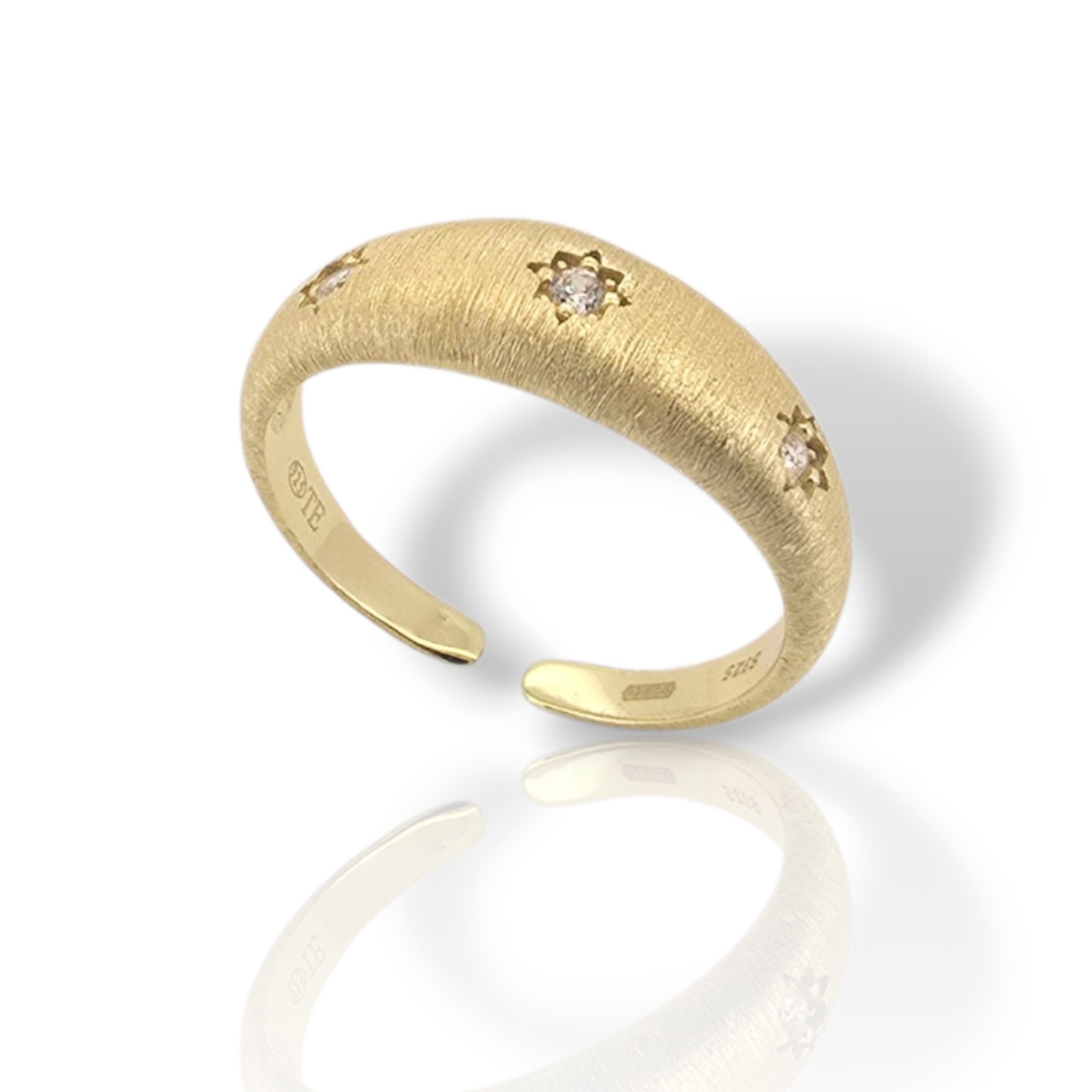 Anello in Argento dorato Effetto Opaco con Zirconι (code FC007807)