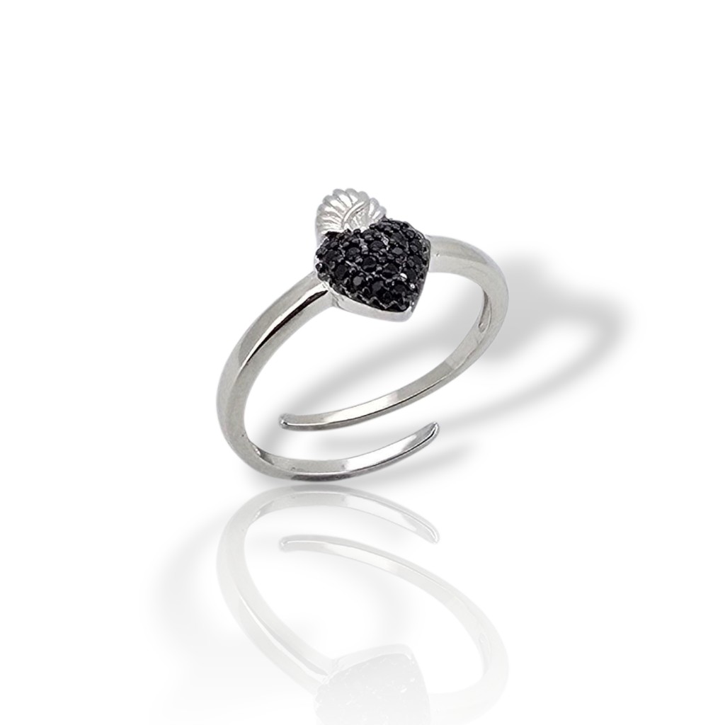 Silver 925 ring with black zircons. (GEM5255)