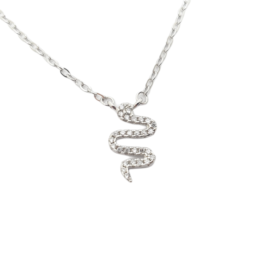 Girocollo Serpente in argento 925° rodiato e zirconi cubici