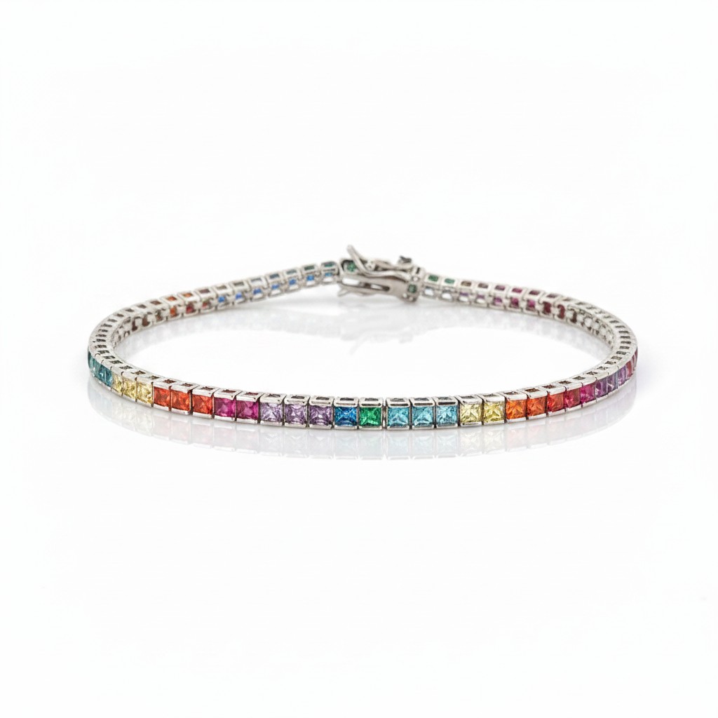 Platinum plated silver 925º riviera bracelet  (code H002857)