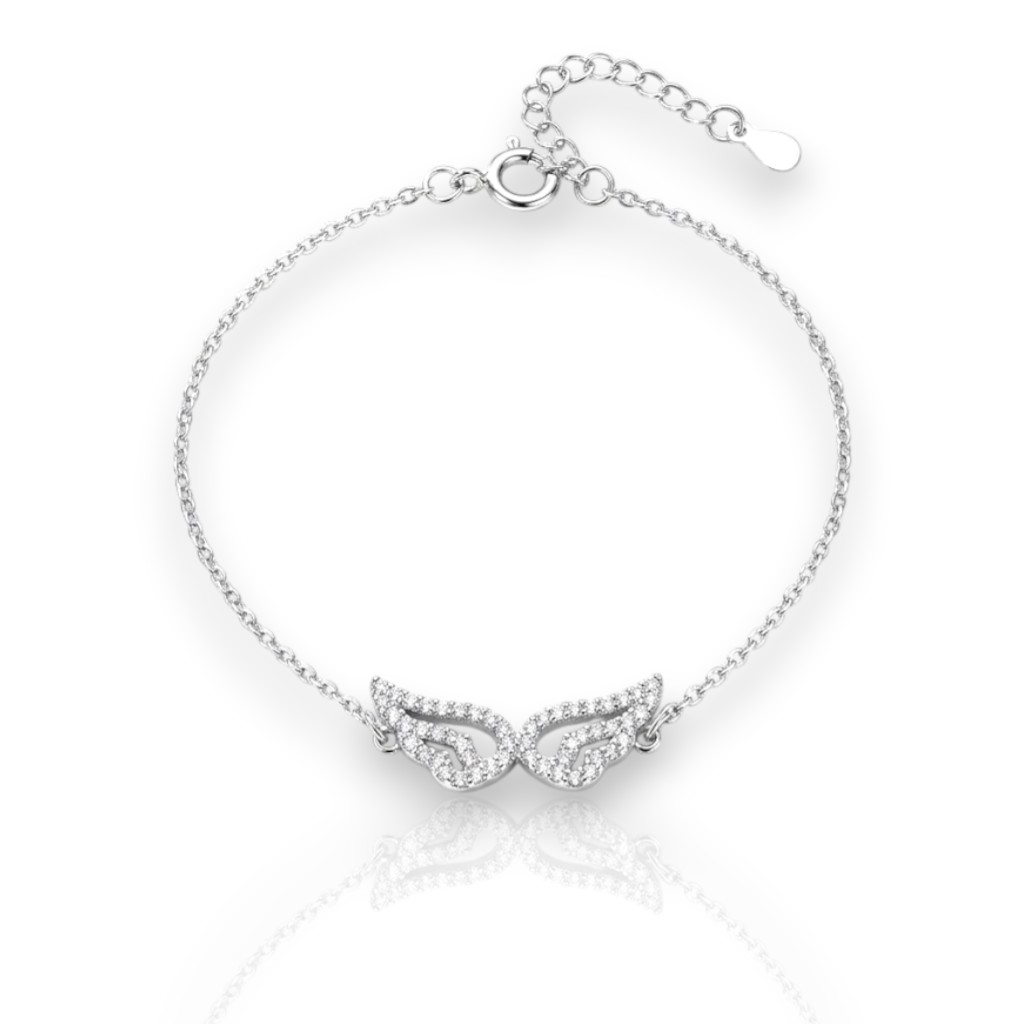 Bracciale in argento 925 platinato con ali d’angelo.  (code FC003053)