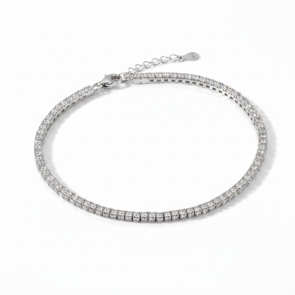 Platinum plated silver 925º riviera bracelet  (code GEM006531)