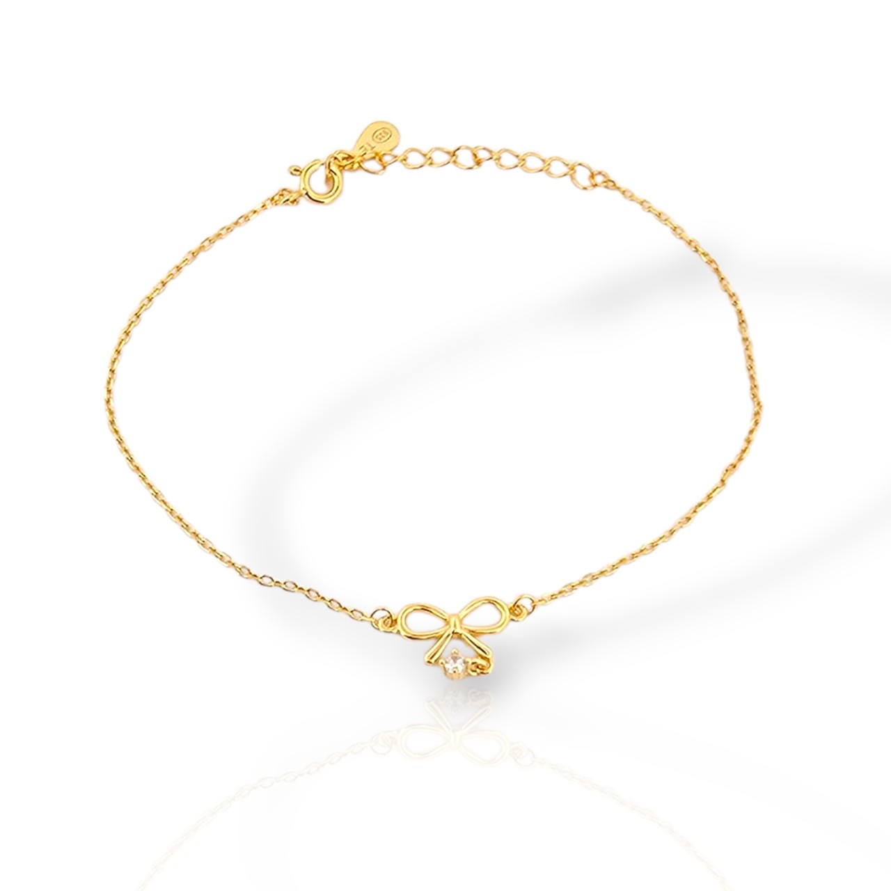 Επιχρυσωμένο βραχιόλι με ζιργκόν και φινετσάτο φιογκάκι (code FC011991) 