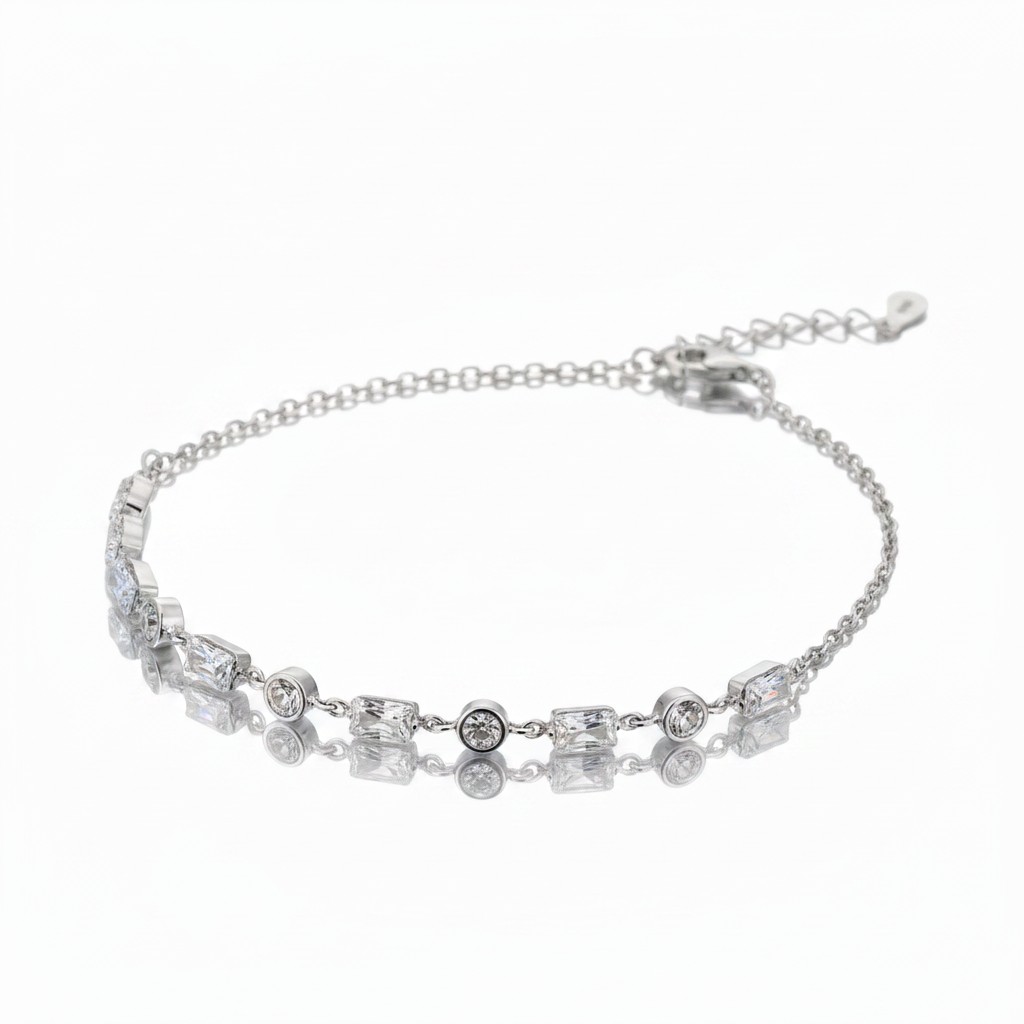 Platinum plated silver 925º bracelet with synthetic stones (code FC013058)