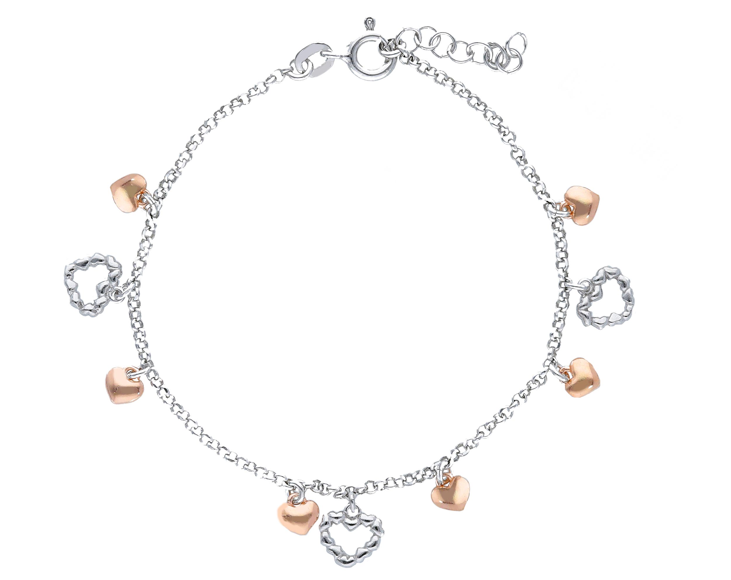 Platinum plated silver 925° bracelet with rose gold plated details (code S233528)