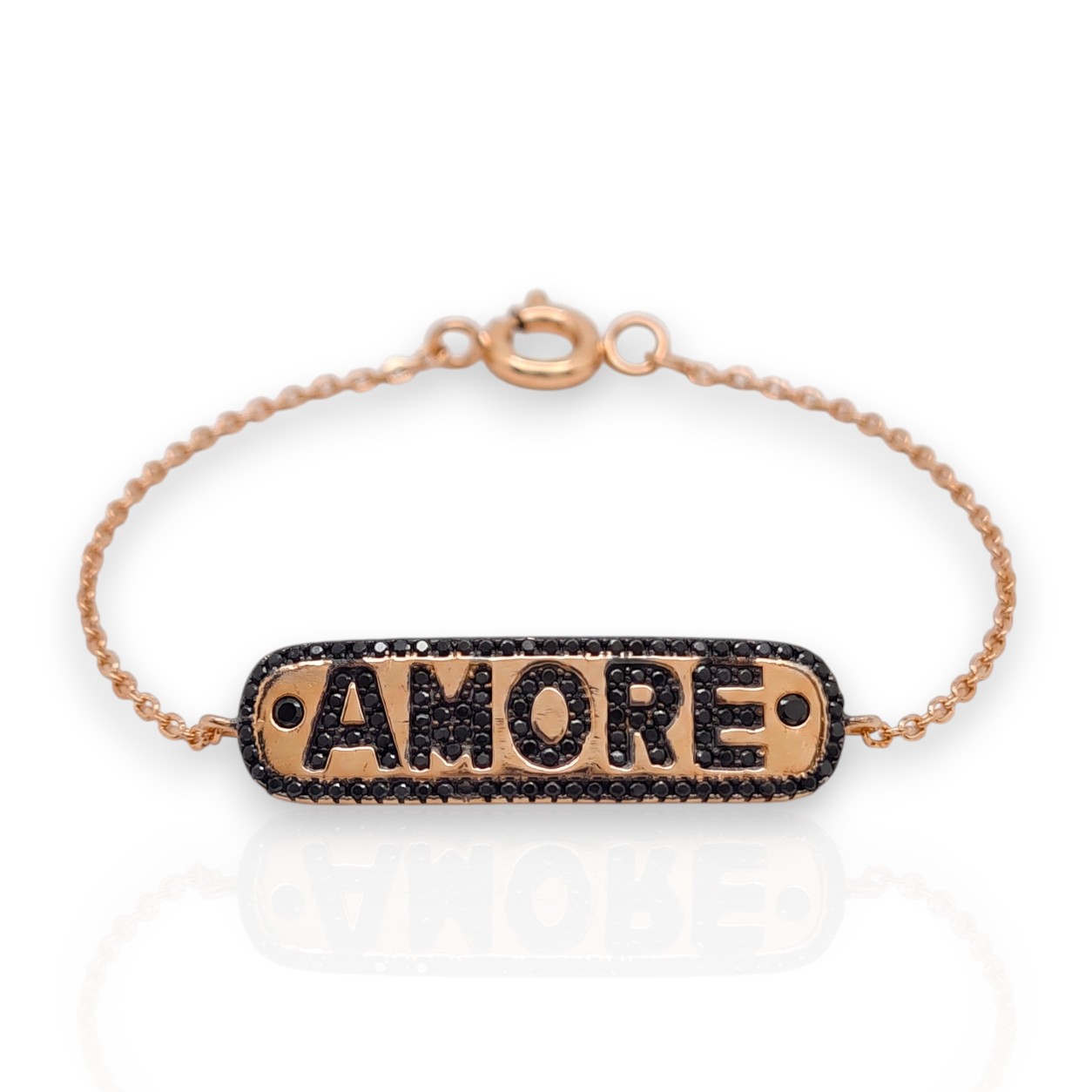 Ασημένιο βραχιόλι  AMORE,από επιχρυσωμένο(ροζ) ασήμι 925º (code FC004771)