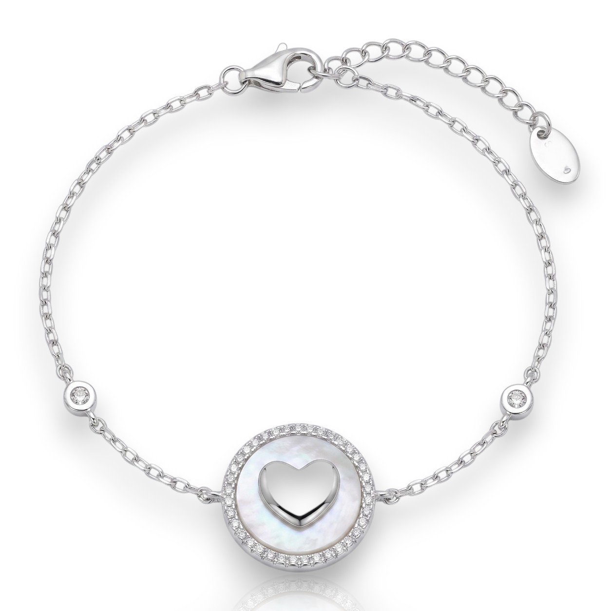 Bracciale in argento 925 platinato con cuoricino. (code FC004809)