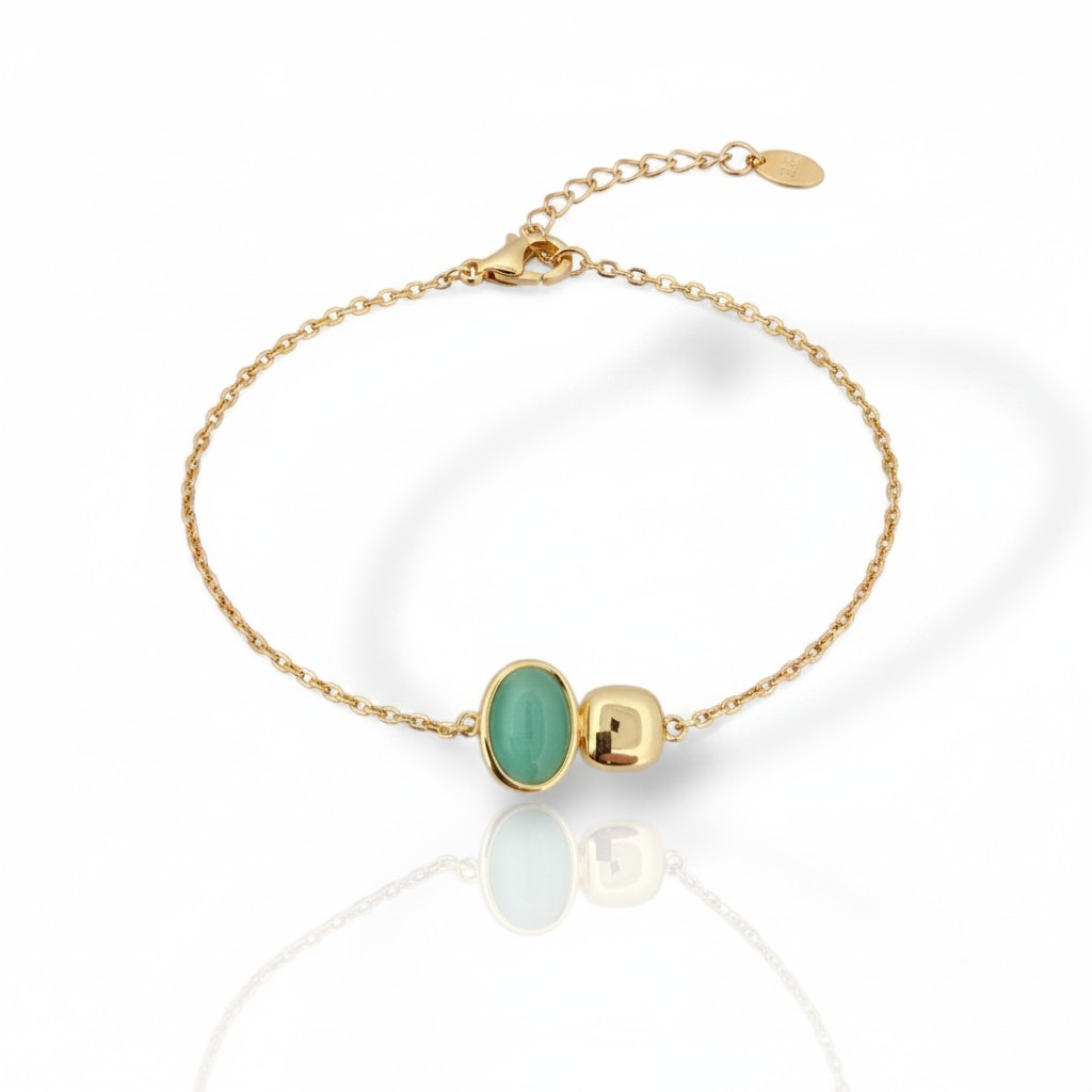 Gold plated silver Bracelet with Synthetic Cat’s Eye Stone (code FC012336)