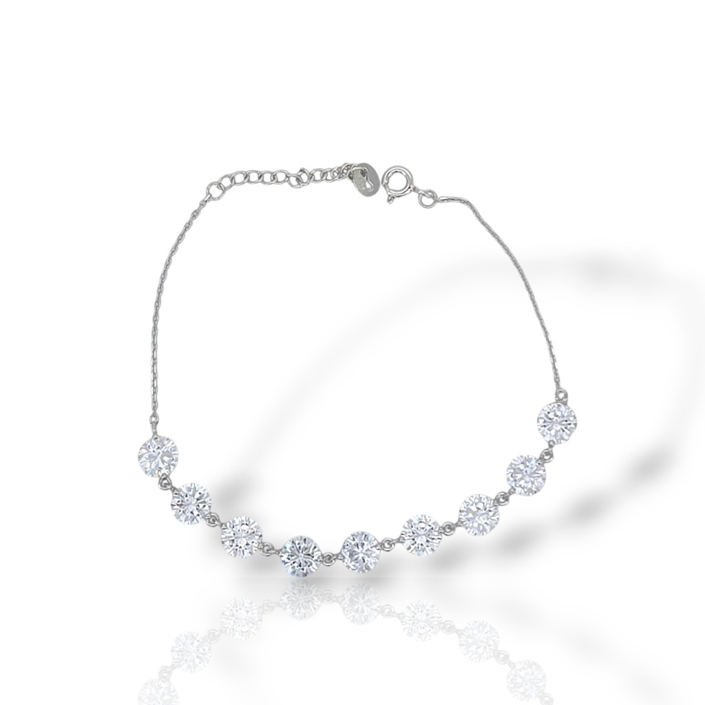 Platinum plated silver 925º bracelet with synthetic stones (code FCM002735)