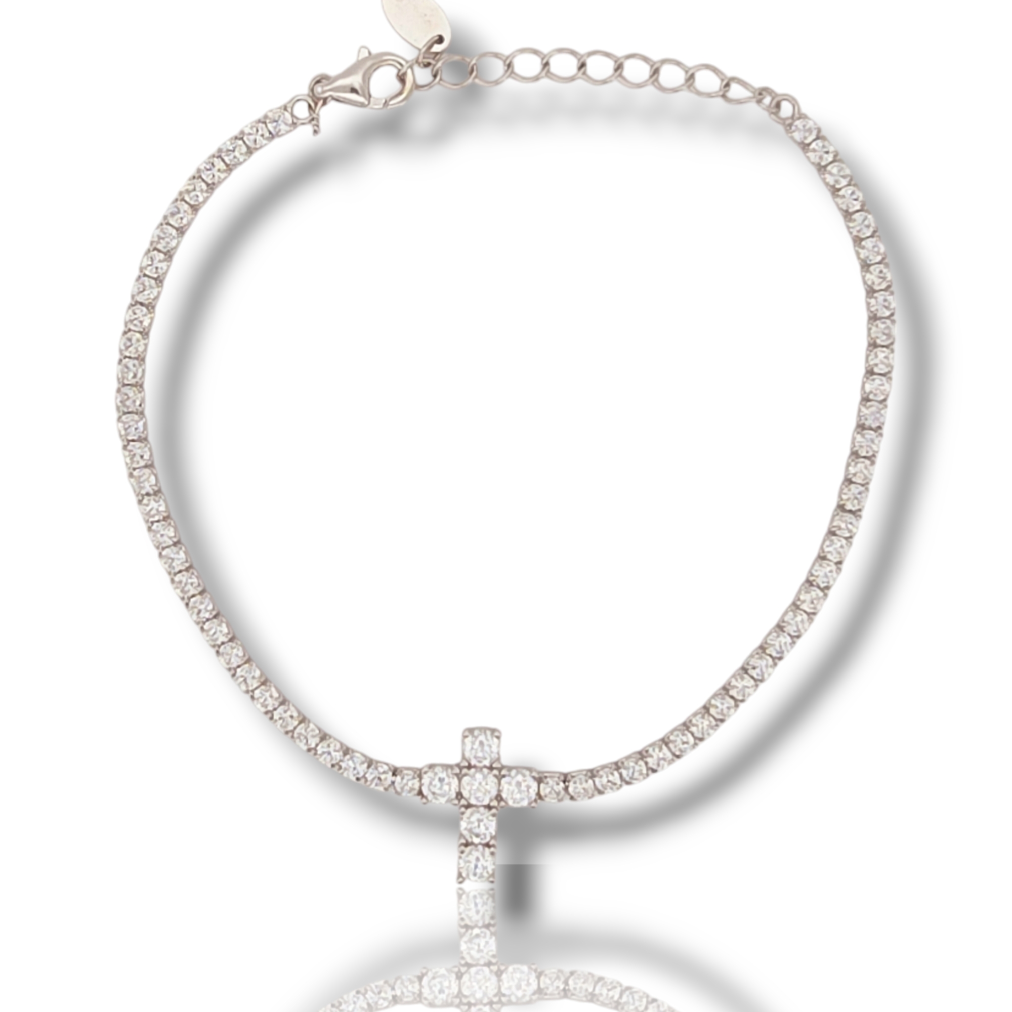 Platinum plated silver 925º riviera bracelet with cross 2.0mm (code FCM2708)