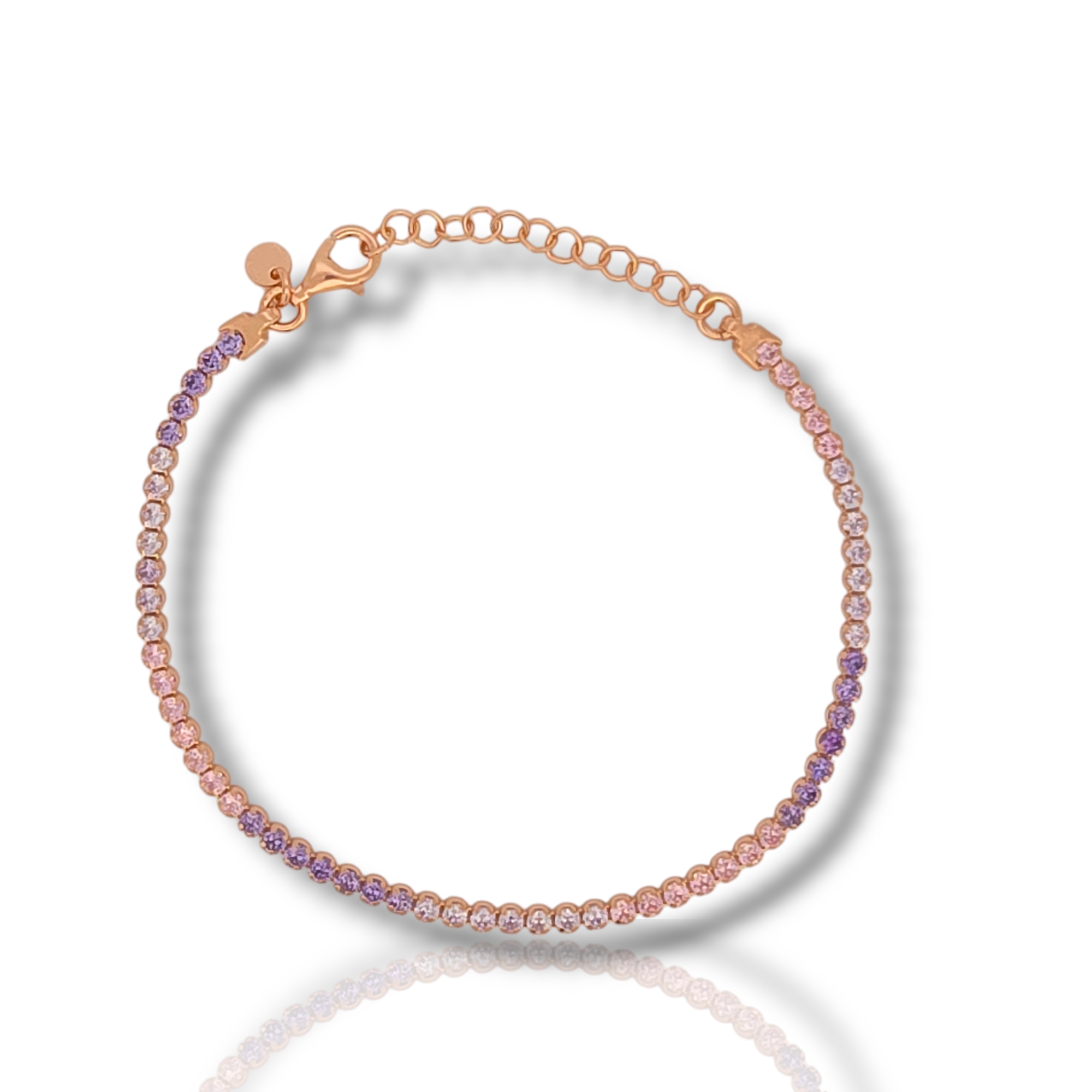 Rose gold plated silver 925º riviera bracelet 2.2mm (code SHK905120R)