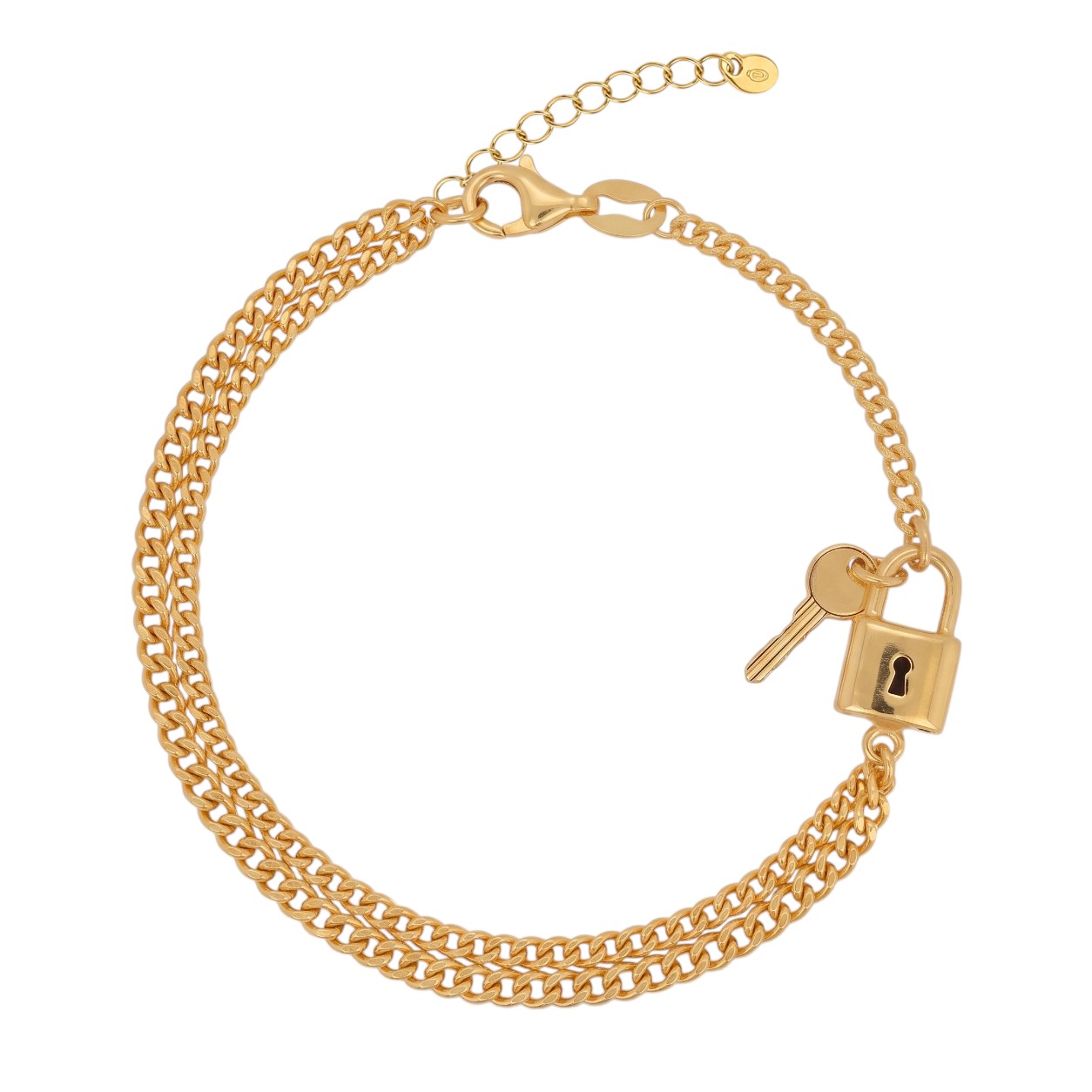 Bracciale con lucchetto e chiave in argento 925 placcato oro. (code SHK9061109)