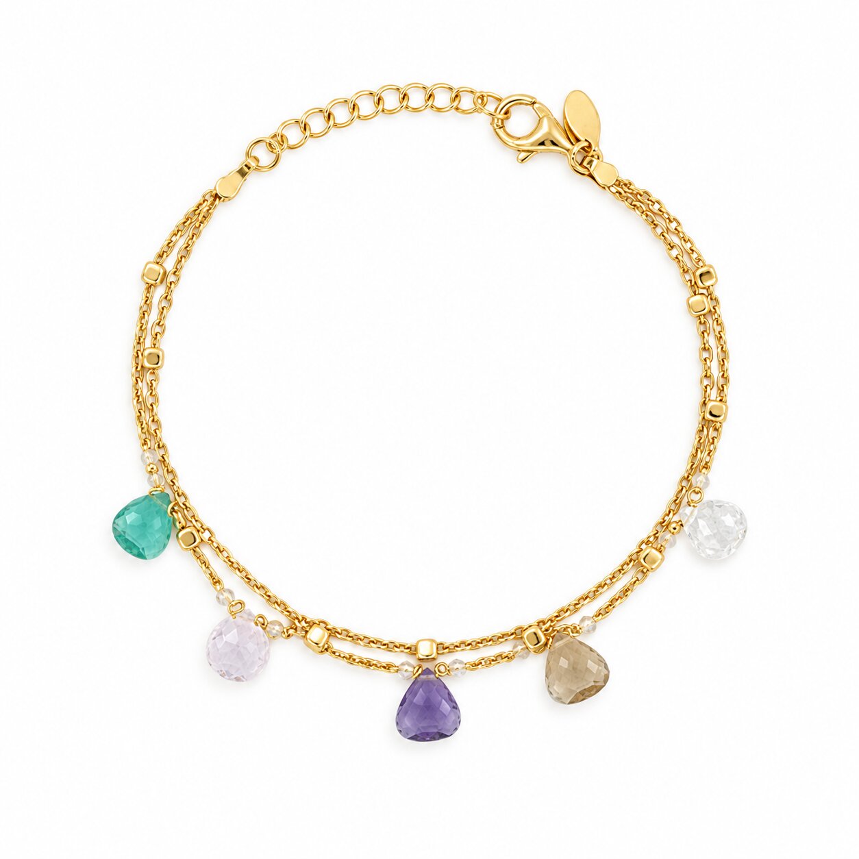 Gold Plated Sterling Silver Bracelet with Colorful Synthetic Stones (code SL000015)