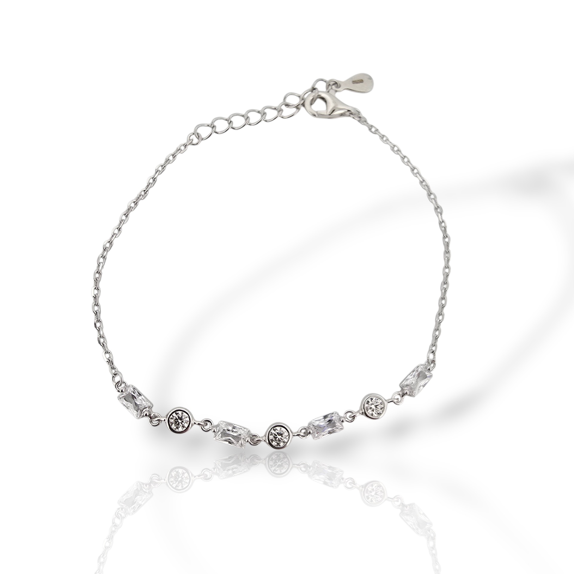 Ασημένιο βραχιόλι από επιπλατινωμένο ασήμι 925º με συνθετικές πέτρες (code FC013058)