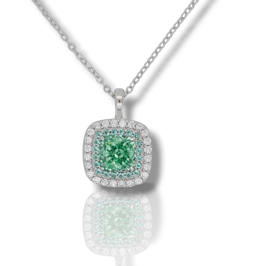 Girocollo in argento 925° rodiato con zirconi cubici con Smeraldo sintetico (code FC007088)