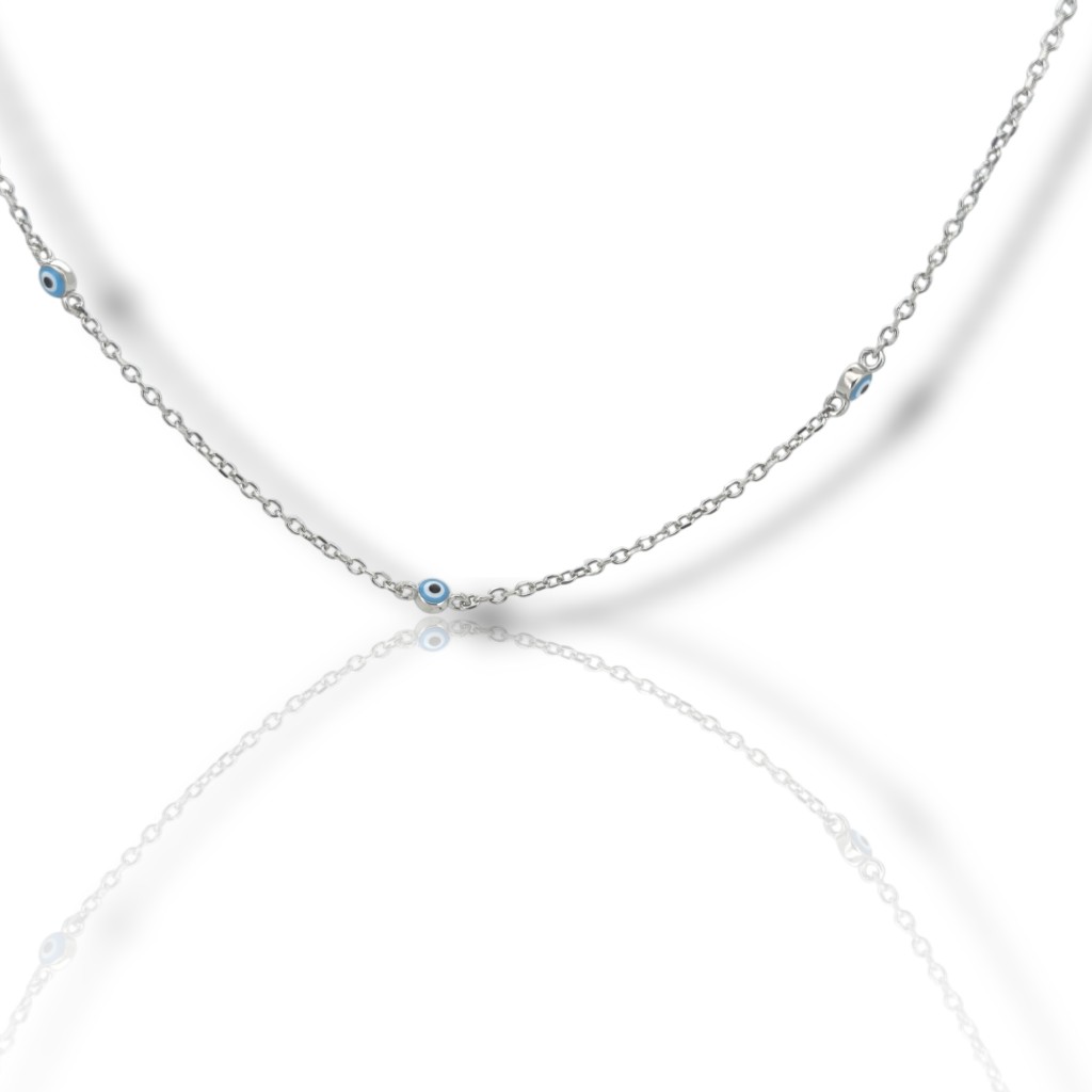 Platinum plated silver 925 evil eye necklace code FC011639