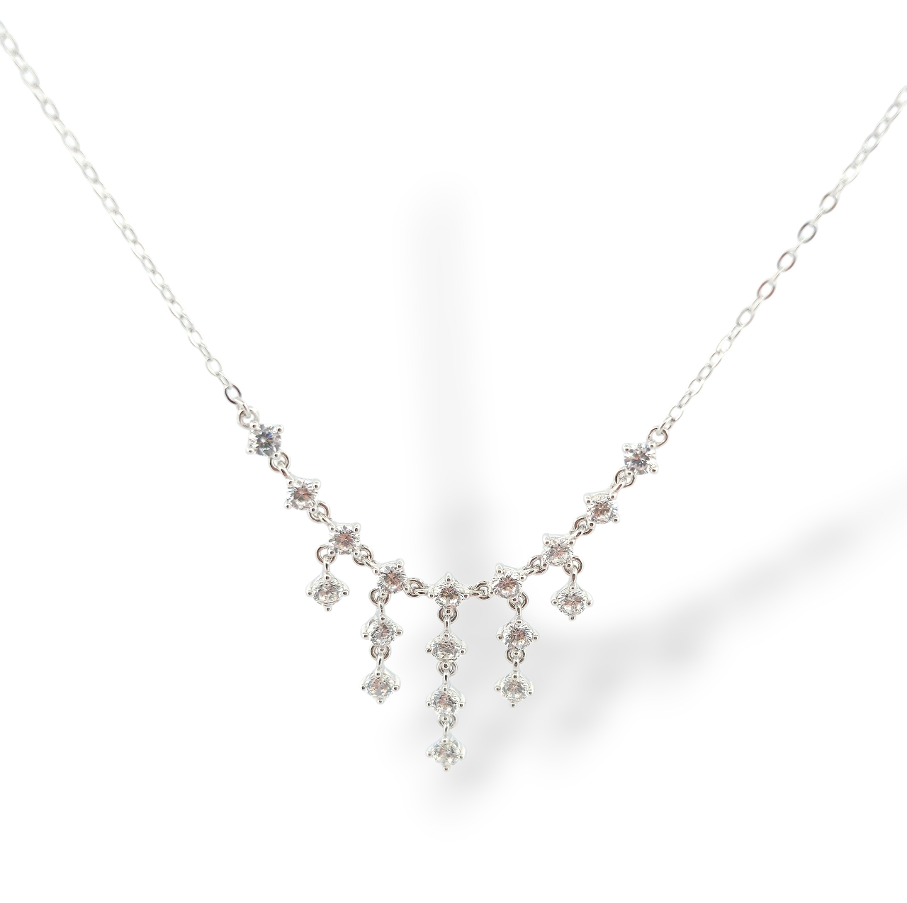 Κολιέ  απο επιπλατινωμένο ασήμι 925° & λευκά ζιργκόν (code SHK001674)
