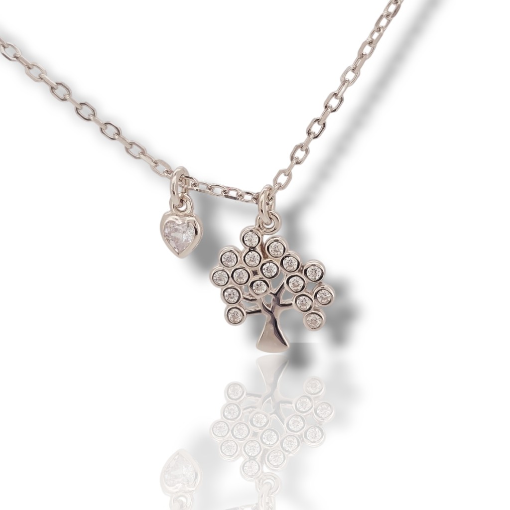 Platinum plated silver 925° tree of life necklace  (code FC006022)