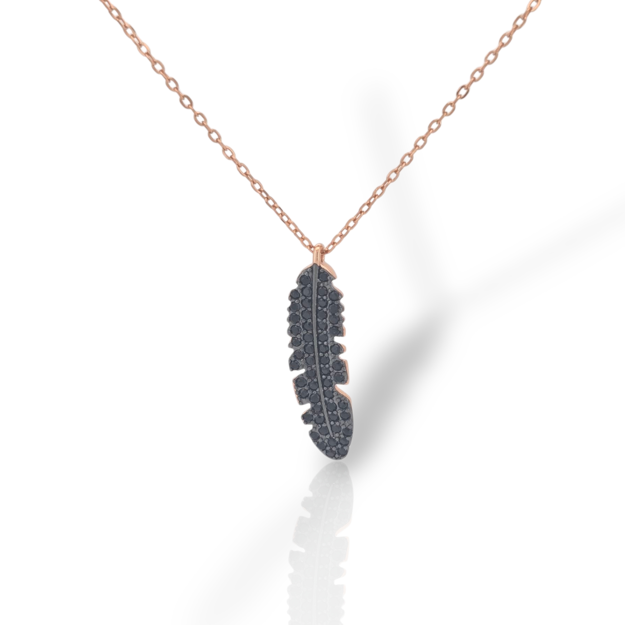 Rose gold plated silver 925° wing necklace with black zircon codeFC003371