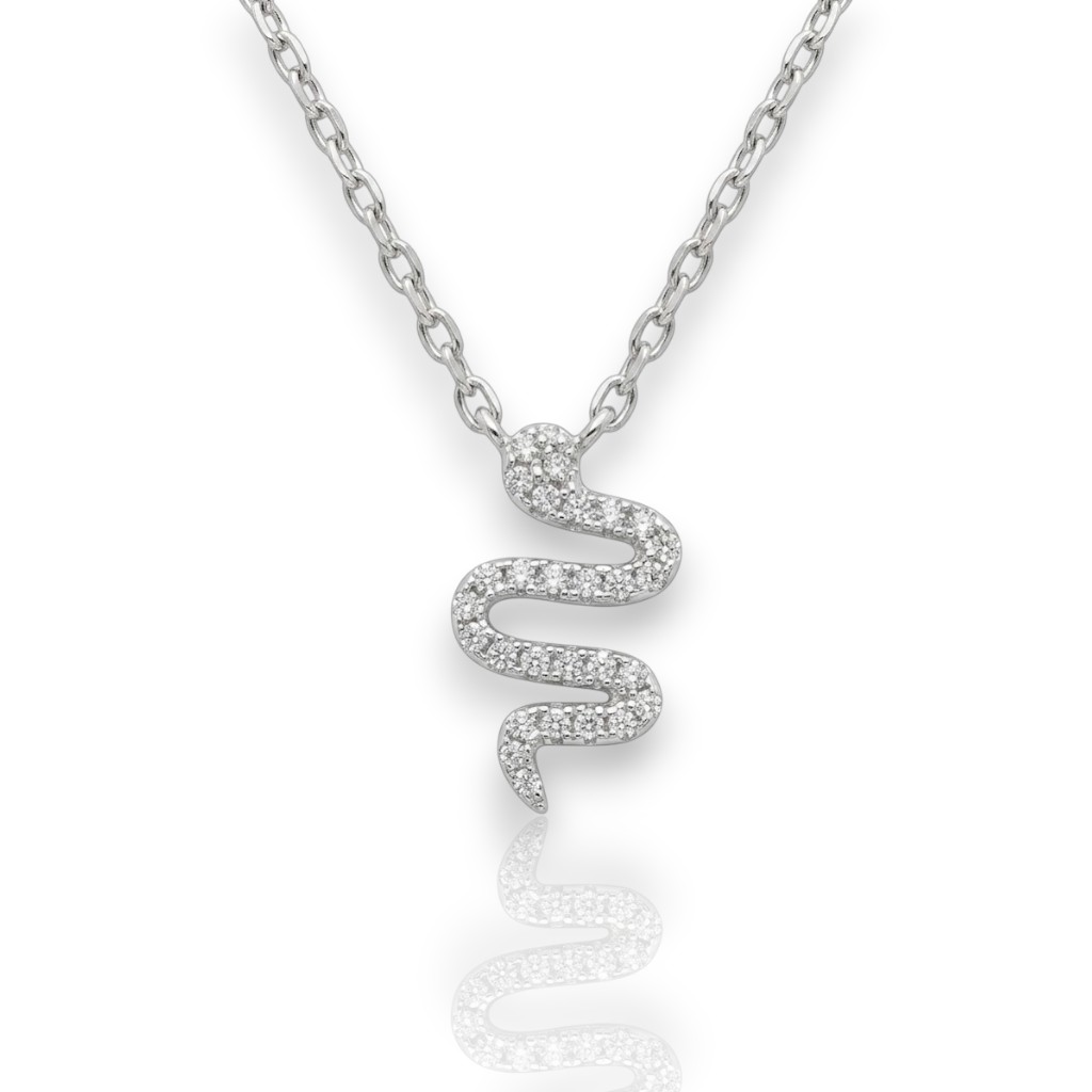 Platinum plated silver 925º snake necklace  with zircon codeFC004097