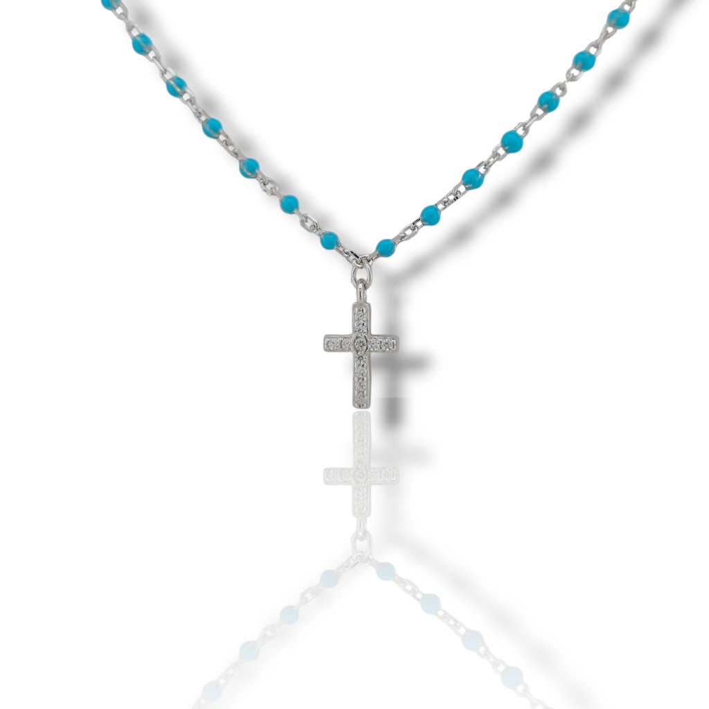 Platinum plated silver 925° with synthetic turquoise stones (code FC007321)