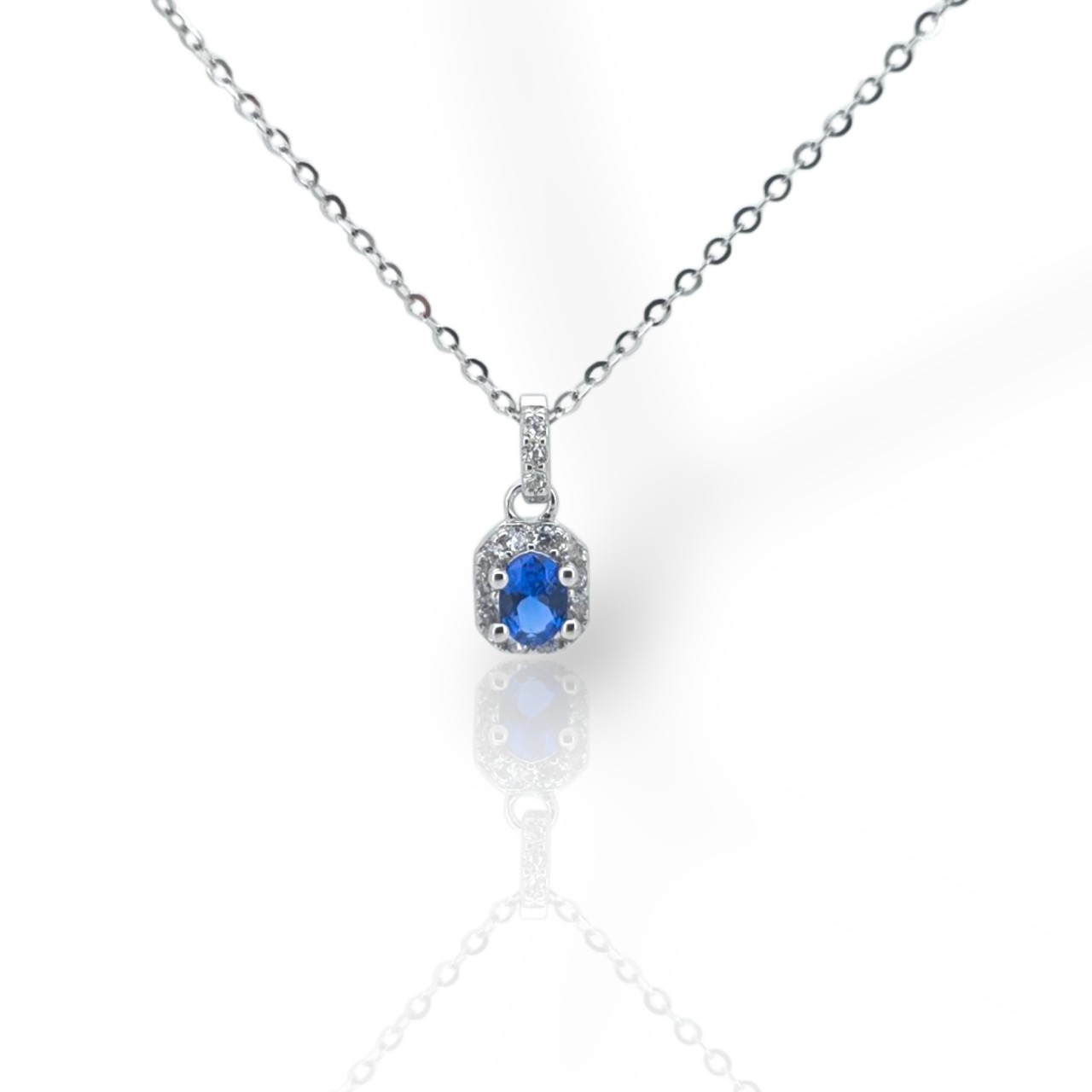 Κολιέ απο επιπλατινωμένο ασήμι με συνθετικές πέτρες (code FC008335)