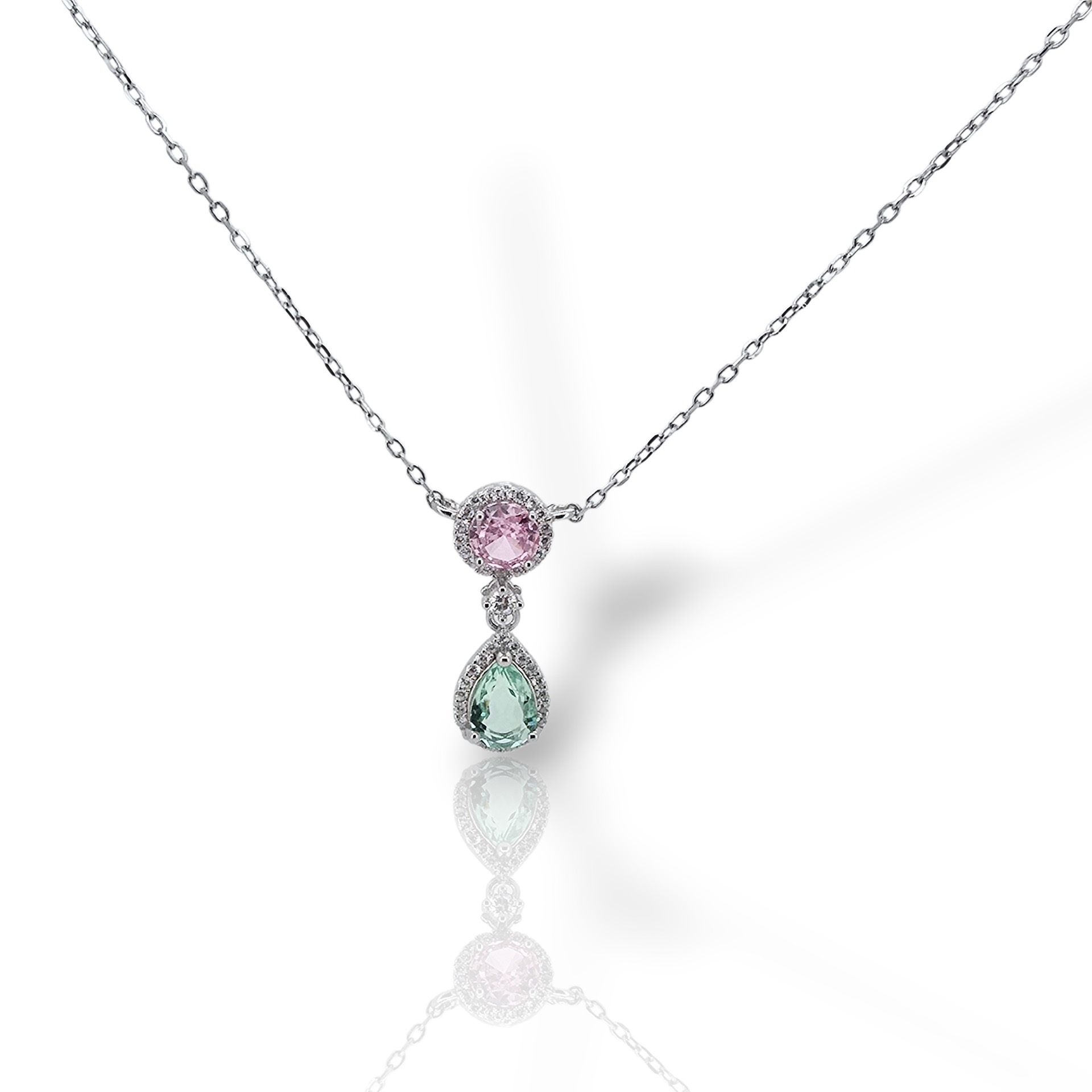 Κολιέ απο επιπλατινωμένο ασήμι με συνθετικές πέτρες (code FC013534)