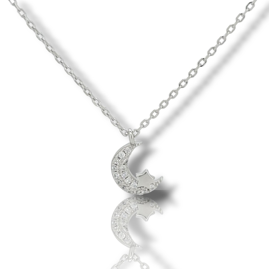 Platinum plated silver necklace with zirconia (code FC010669)