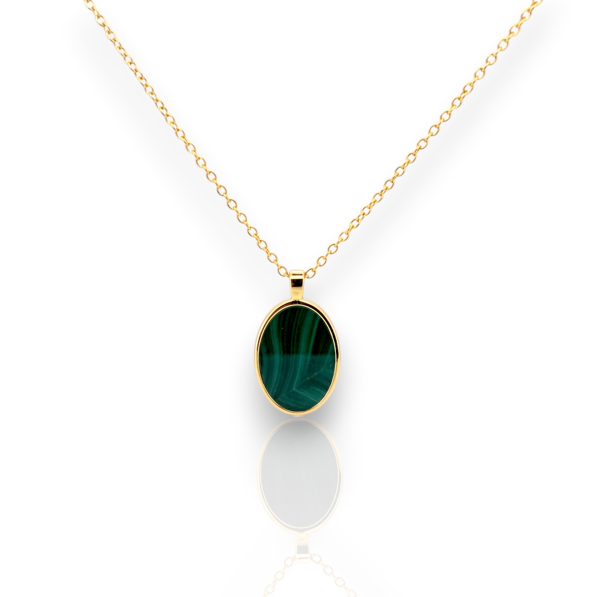 Ciondolo Ovale con Malachite (code FC012993)
