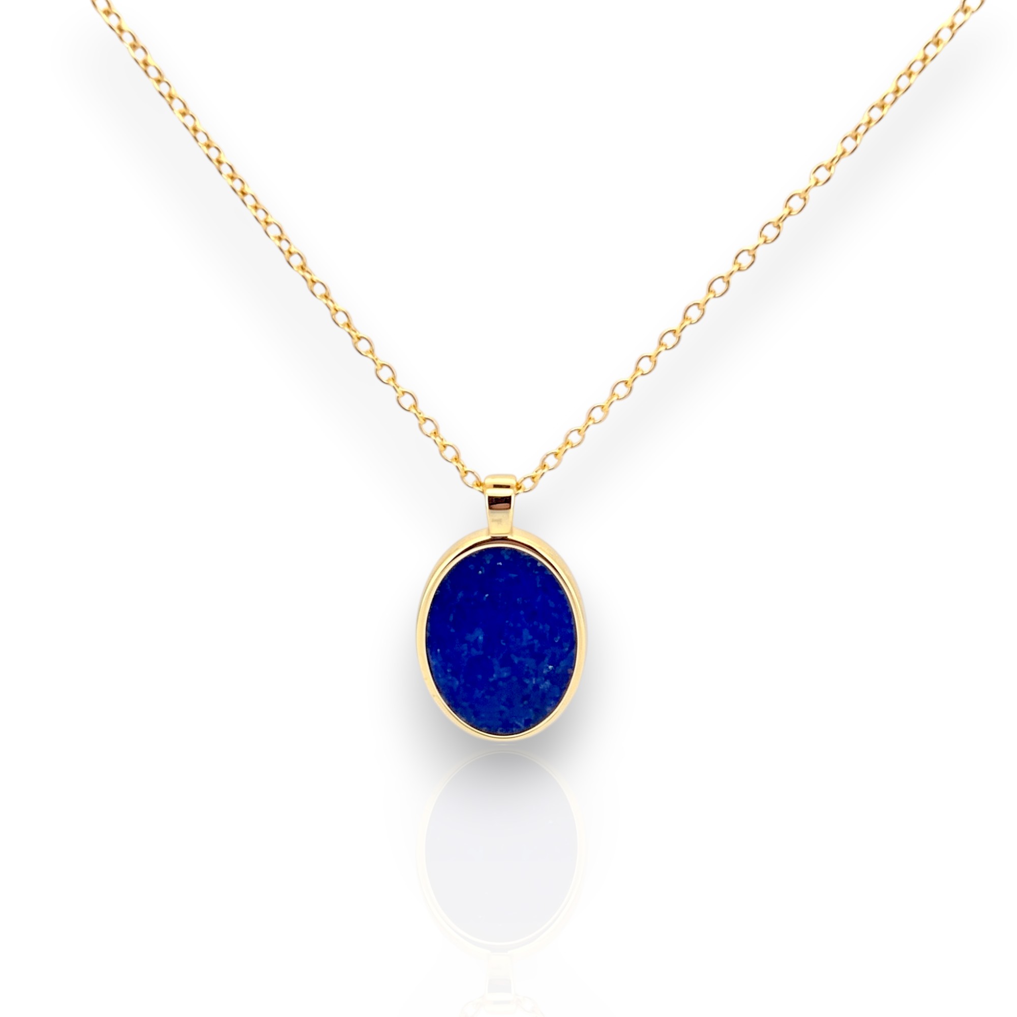 Ciondolo Ovale in Argento Placcato Oro con Sodalite (code FC012994)