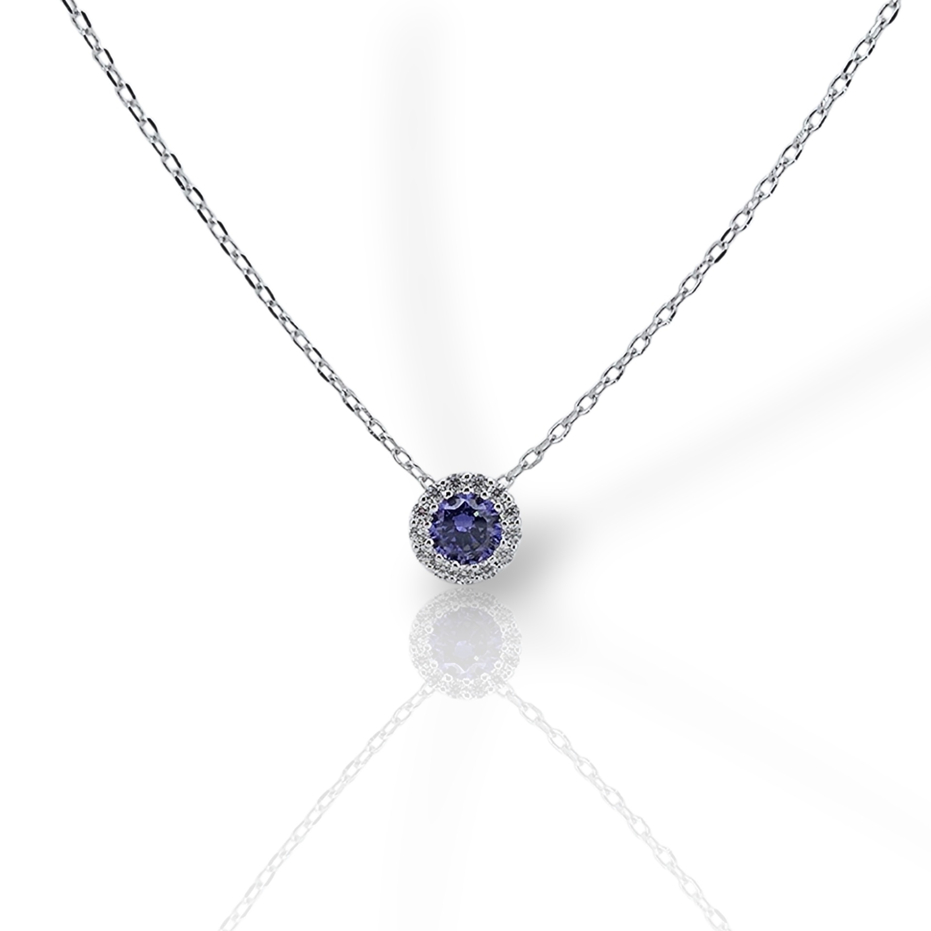 Girocollo in argento 925° rodiato con zirconi cubici con Zaffiro sintetico (code FC013500)
