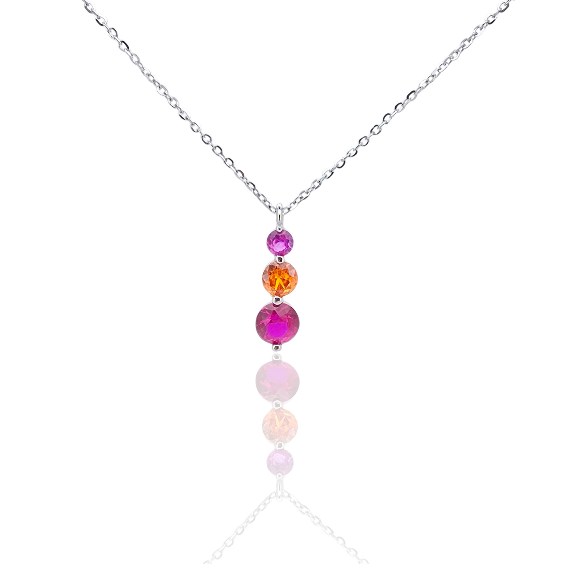 Ασημένιο κολιέ με πολύχρωμες πέτρες (code FC008561)	