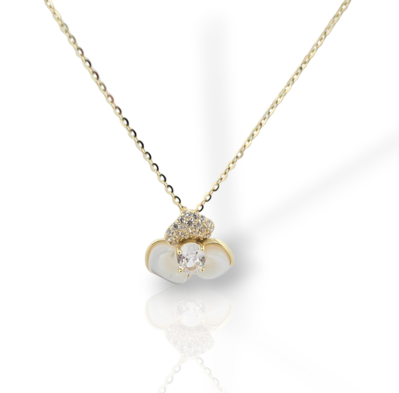 Κολιέ λουλούδι απο ασήμι 925º επιχρυσωμένο  (code FCM002819)