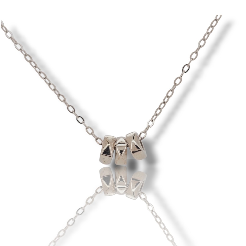 Collana in argento con 3 perle quadrate (code FCM 2691)