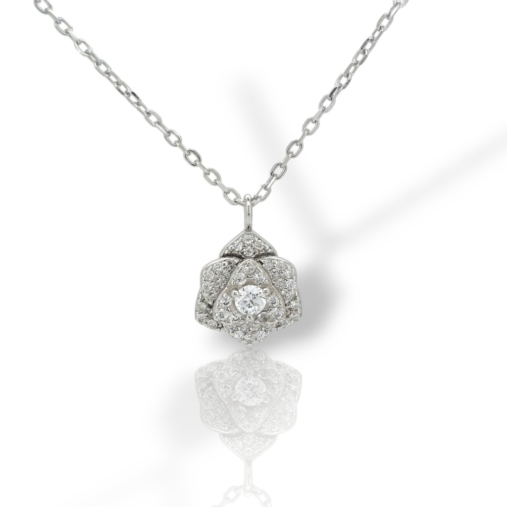 Collana in argento placcato platino (code FCM2732)
