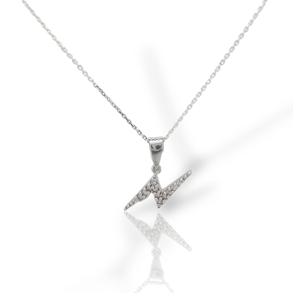 Silver plated necklace with synthetic stones  (code FCM2763 )